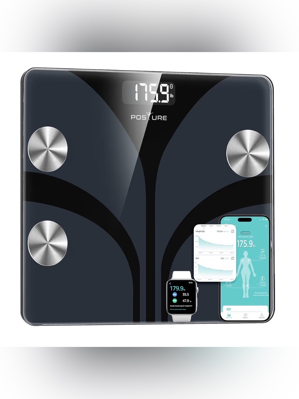 Posture Digital Bathroom Smart Scale - Black (new)